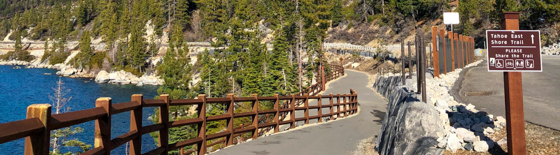 East Shore Trail pathed pathway alongside Lake Tahoe