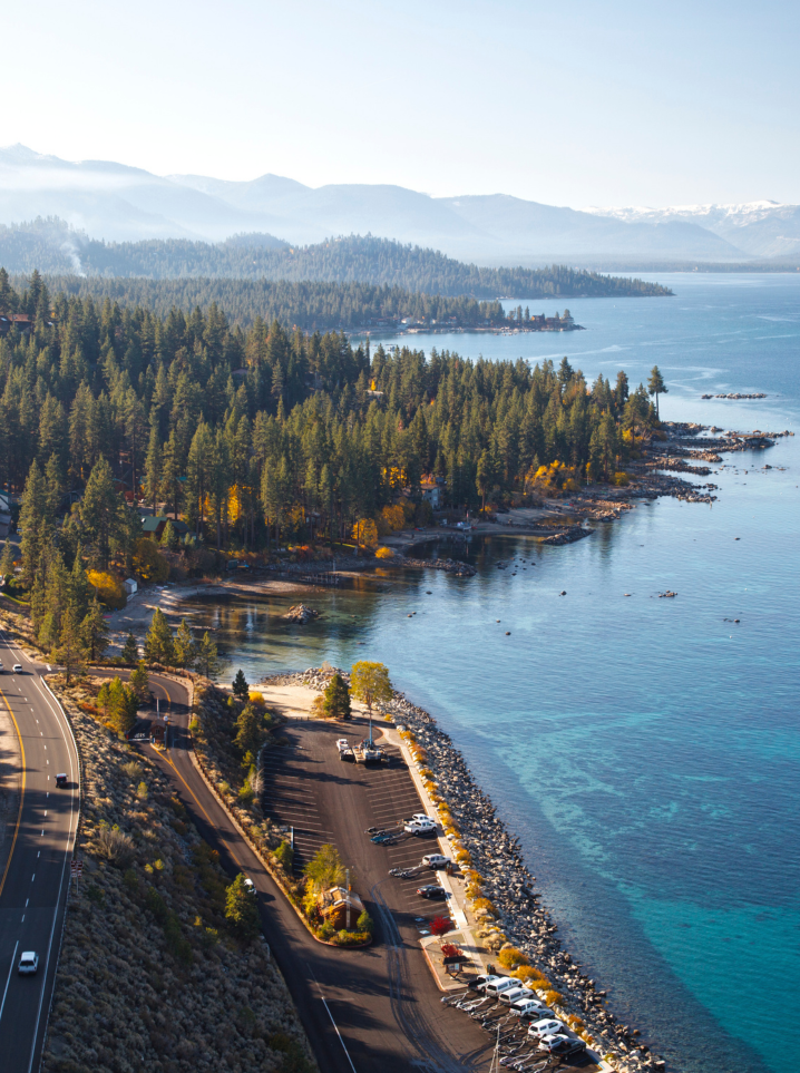 aerial view of the lake tahoe east shore trail