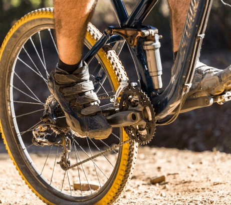 bike shoes and mountain bike