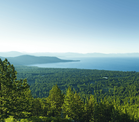 a view from the bench overlooking north lake tahoe